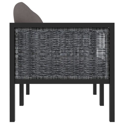 2-Seater Sofa with Cushions Anthracite Poly Rattan Wicker Outdoor Patio Furniture - Image 6