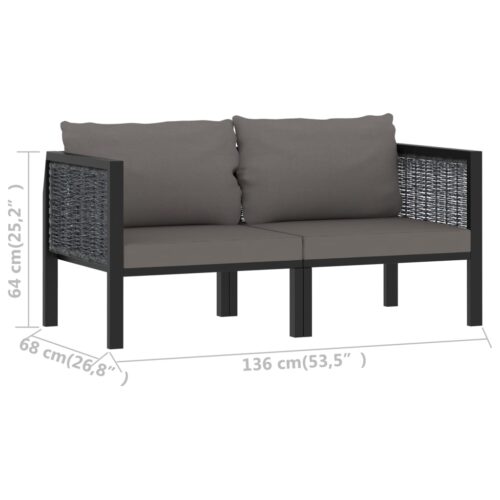 2-Seater Sofa with Cushions Anthracite Poly Rattan Wicker Outdoor Patio Furniture - Image 8