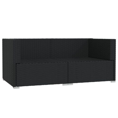 2-Seater Sofa with Cushions Black Poly Rattan Wicker Outdoor Patio Furniture - Image 4