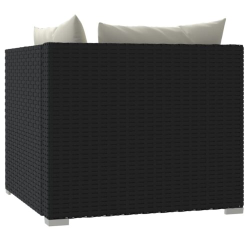 2-Seater Sofa with Cushions Black Poly Rattan Wicker Outdoor Patio Furniture - Image 7