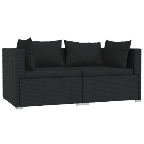 2-Seater Outdoor Sofa Set with Cushions Garden Patio Lounge Chairs Rattan