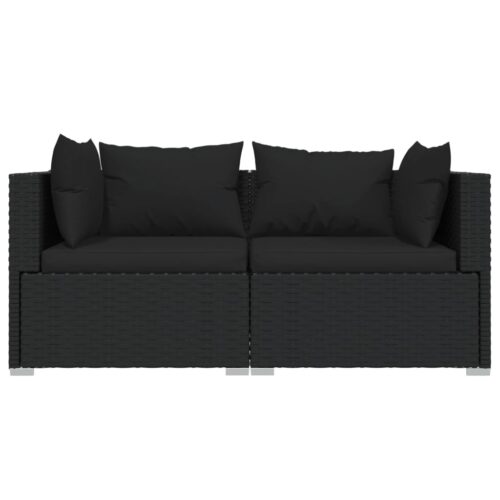 2-Seater Outdoor Sofa Set with Cushions Garden Patio Lounge Chairs Rattan - Image 3