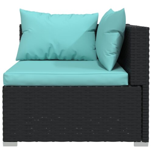 2-Seater Sofa with Cushions Black Poly Rattan Wicker Outdoor Patio Furniture - Image 6