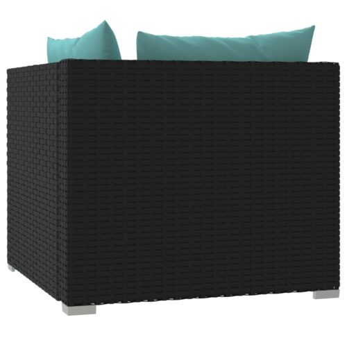 2-Seater Sofa with Cushions Black Poly Rattan Wicker Outdoor Patio Furniture - Image 7