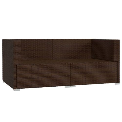 2-Seater Sofa with Cushions Brown Poly Rattan Wicker Outdoor Patio Furniture - Image 4