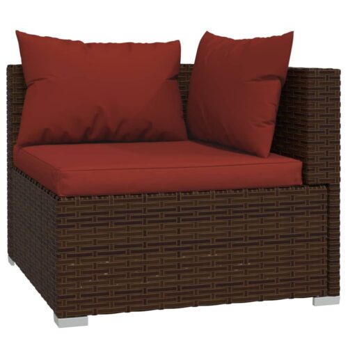 2-Seater Sofa with Cushions Brown Poly Rattan Wicker Outdoor Patio Furniture - Image 5