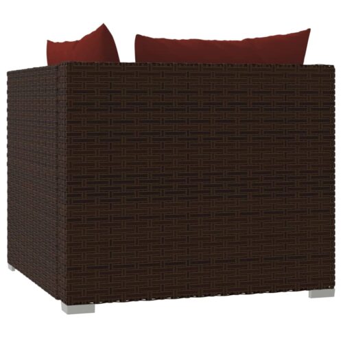 2-Seater Sofa with Cushions Brown Poly Rattan Wicker Outdoor Patio Furniture - Image 7