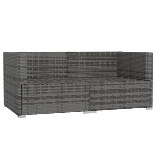 2-Seater Sofa with Cushions Grey Poly Rattan Wicker Outdoor Patio Furniture - Image 4