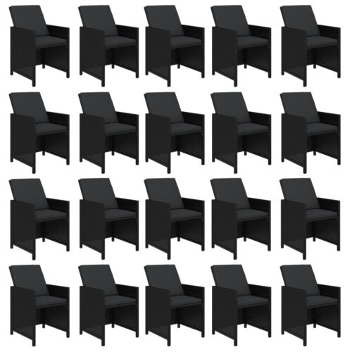 21-Piece Garden Dining Set with Cushions Black Poly Rattan Wicker Outdoor Patio Furniture - Image 4