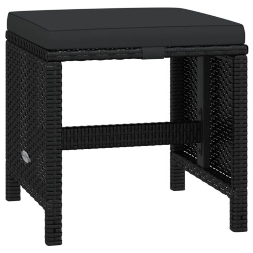 21-Piece Garden Dining Set with Cushions Black Poly Rattan Wicker Outdoor Patio Furniture - Image 8