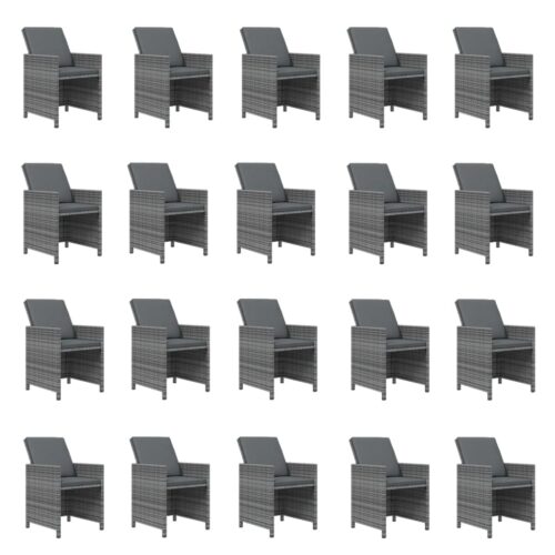 21-Piece Garden Dining Set with Cushions Grey Poly Rattan Wicker Outdoor Patio Furniture - Image 4