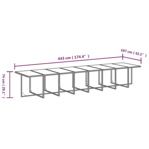 21-Piece Garden Dining Set with Cushions Grey Poly Rattan Wicker Outdoor Patio Furniture - Image 10