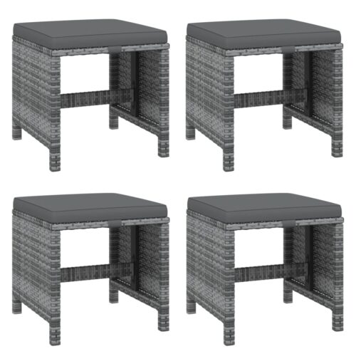 21-Piece Garden Dining Set with Cushions Grey Poly Rattan Wicker Outdoor Patio Furniture - Image 7