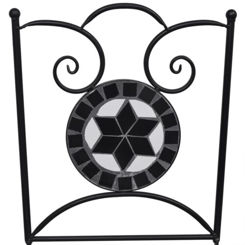 3-Piece Ceramic Tile Iron Bistro Set Outdoor Garden Patio Dining Table Chairs - Image 4