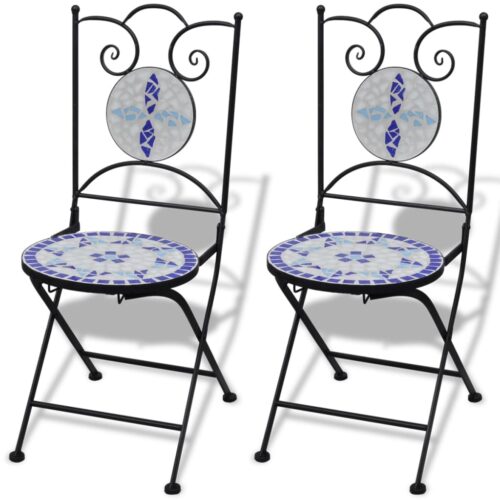3-Piece Bistro Set Ceramic Tile Blue White - Image 6