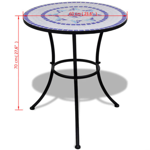 3-Piece Bistro Set Ceramic Tile Blue White - Image 11