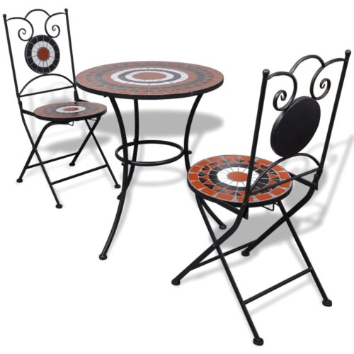 3-Piece Bistro Set Ceramic Tile Terracotta White