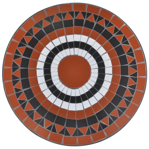 3-Piece Bistro Set Ceramic Tile Terracotta White - Image 4