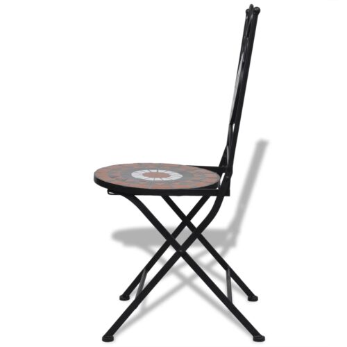 3-Piece Bistro Set Ceramic Tile Terracotta White - Image 6