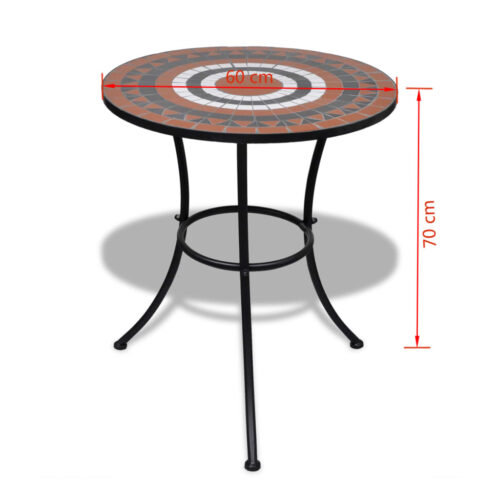3-Piece Bistro Set Ceramic Tile Terracotta White - Image 11