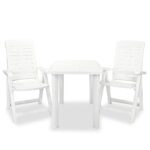 3-Piece Bistro Set Plastic White