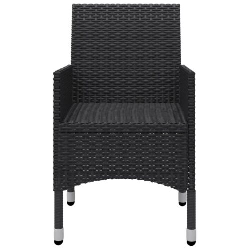 3-Piece Bistro Set Poly Rattan Wicker Outdoor Patio Furniture Acacia Wood Black - Image 7