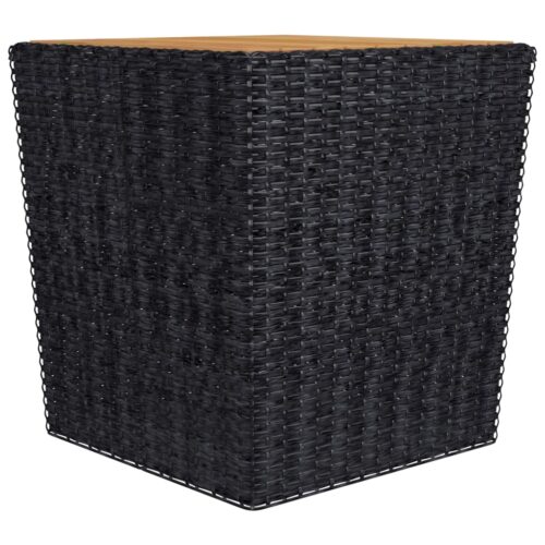 3-Piece Bistro Set Poly Rattan Wicker Outdoor Patio Furniture Acacia Wood Black - Image 9