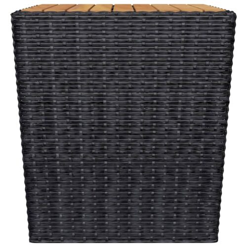 3-Piece Bistro Set Poly Rattan Wicker Outdoor Patio Furniture Acacia Wood Black - Image 10