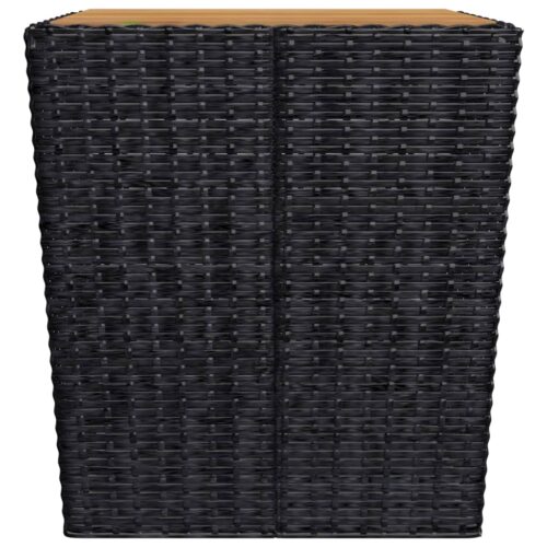 3-Piece Bistro Set Poly Rattan Wicker Outdoor Patio Furniture Acacia Wood Black - Image 11
