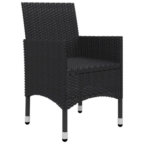 3-Piece Bistro Set Poly Rattan Wicker Outdoor Patio Furniture Tempered Glass Black - Image 6