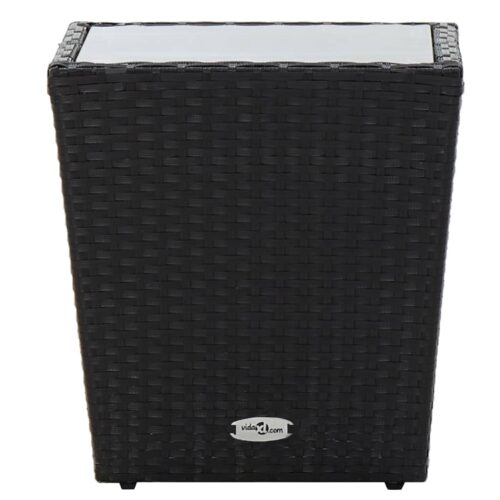 3-Piece Bistro Set Poly Rattan Wicker Outdoor Patio Furniture Tempered Glass Black - Image 10