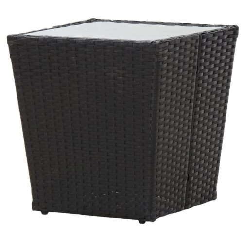 3-Piece Bistro Set Poly Rattan Wicker Outdoor Patio Furniture Tempered Glass Black - Image 11