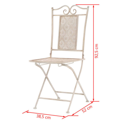 3-Piece Bistro Set Steel White - Image 10