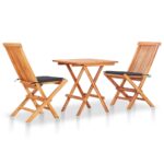 3-Piece Outdoor Chairs Table Set Garden Patio Bistro Wooden Dining Furniture