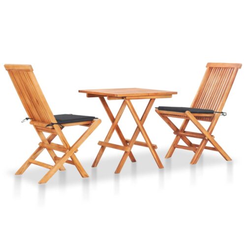 3-Piece Outdoor Chairs Table Set Garden Patio Bistro Wooden Dining Furniture