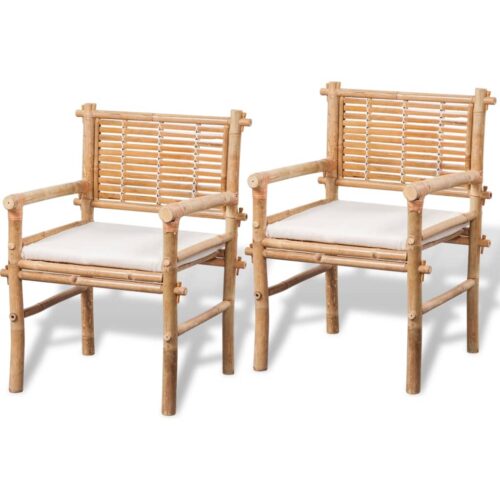 3-Piece Bistro Set with Cushions Bamboo Outdoor Garden Patio Dining Lounge Furniture - Image 3