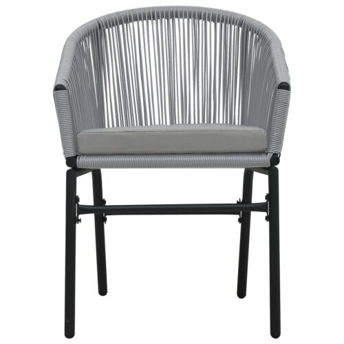 3-Piece Bistro Set with Cushions PE Rattan Grey Outdoor Garden Patio Dining Lounge Furniture - Image 5