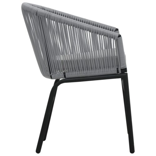 3-Piece Bistro Set with Cushions PE Rattan Grey Outdoor Garden Patio Dining Lounge Furniture - Image 6