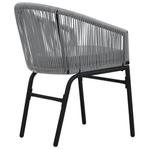 3-Piece Bistro Set with Cushions PE Rattan Grey Outdoor Garden Patio Dining Lounge Furniture - Image 7