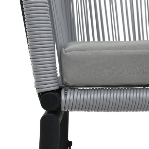 3-Piece Bistro Set with Cushions PE Rattan Grey Outdoor Garden Patio Dining Lounge Furniture - Image 9
