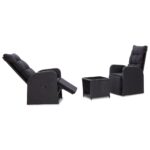 3-Piece Bistro Set with Cushions Poly Rattan Wicker Outdoor Patio Furniture Black