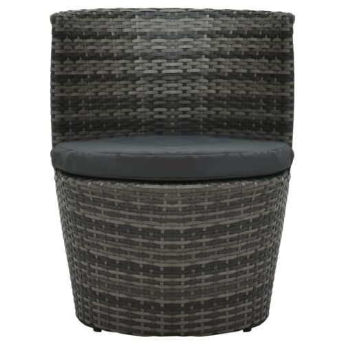 3-Piece Bistro Set with Cushions Poly Rattan Wicker Outdoor Patio Furniture Grey - Image 7