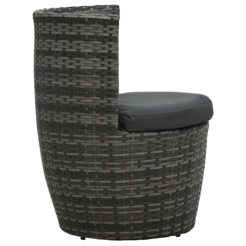 3-Piece Bistro Set with Cushions Poly Rattan Wicker Outdoor Patio Furniture Grey - Image 8