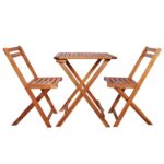 3-Piece Folding Bistro Set Acacia Wood Timber Outdoor Patio Furniture