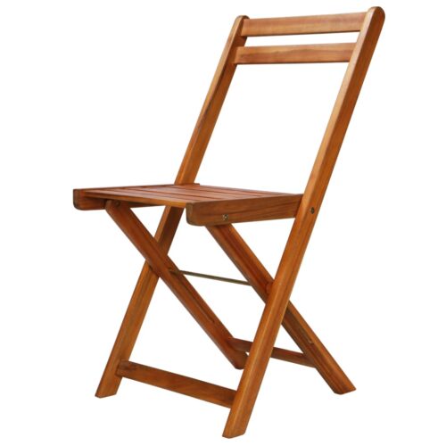 3-Piece Folding Bistro Set Acacia Wood Timber Outdoor Patio Furniture - Image 5