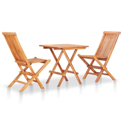 3-Piece Folding Bistro Set Acacia Wood Timber Outdoor Patio Furniture