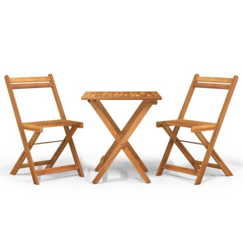 3-Piece Folding Bistro Set Wood Timber Outdoor Patio Furniture Acacia