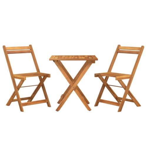 3-Piece Folding Bistro Set Wood Timber Outdoor Patio Furniture Acacia - Image 3