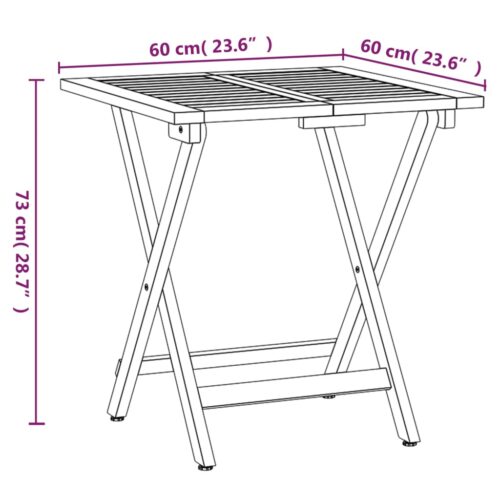 3-Piece Folding Bistro Set Wood Timber Outdoor Patio Furniture Acacia - Image 9