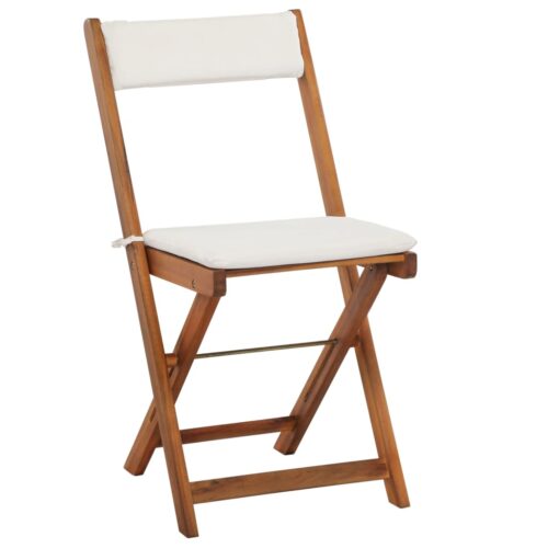 3-Piece Folding Bistro Set with Cushions Acacia Wood Timber Outdoor Patio Furniture - Image 6